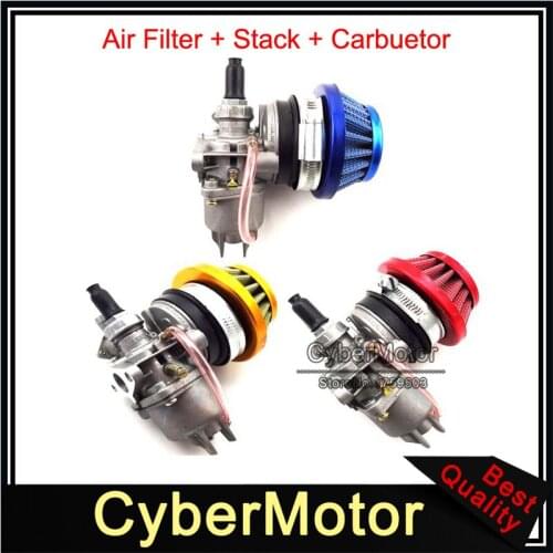 44mm Air Filter Cleaner + Stack + Carburetor Carb For 2 Stroke 47cc 49cc Engine Mini Moto Kids ATV Quad 4 Wheeler Go Kart
