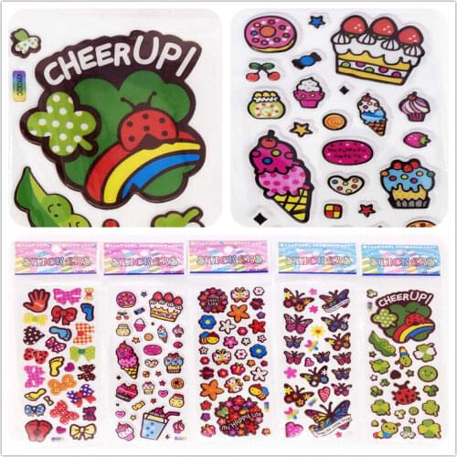 5 Sheets Children Crafts Stickers Lot Dessert Flowers Kids Reward Party Gift US