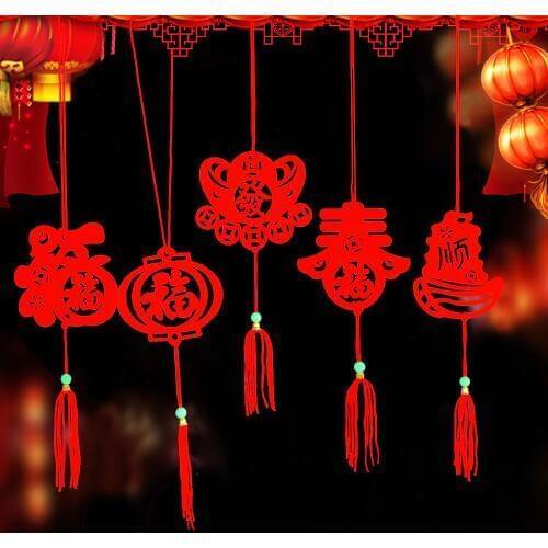 6pcs/pack Chinese New Year Lantern Pendant Chinese New Year Decoration Spring Festival Room Hanging Decoration Gift