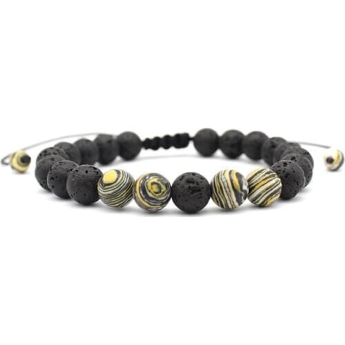 8mm rope Chakra Healing malachite Reiki Buddha Prayer Yoga Bracelet bgf213 adjusted Macrame Matte Volcanic Stone Bangles