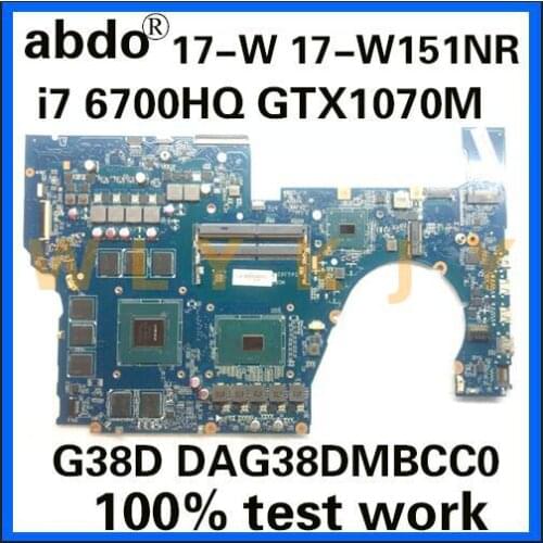 862263-601 862263-001 G38D DAG38DMBCC0 for HP PRESSÁGIO 17-W 17-W151NR Notebook Motherboard i7 6700HQ GTX1070M 100% test work