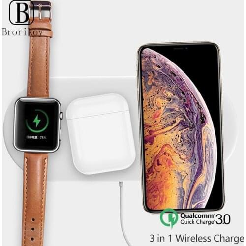 3 in 1 Qi Wireless Charger Pad Quick Charging for Apple iWatch 2 3 4 5 10W Wireless Fast Charging for iPhone 11 Pro XS X iPods