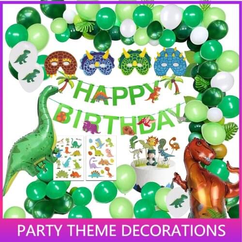Dinosaur Balloons Garland Kit for Birthdays Baby Showers Decoration and comes with T Rex, Velociraptor, Brontosaurus