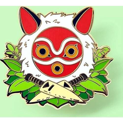 Cartoon Anime Princess Mononoke Enamel Brooch Pin Backpack Hat Bag Lapel Pins Badges Women Mens Fashion Jewelry Accessories