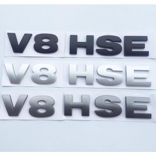 Letters Emblem V8 HSE Badge for Land Rover Discovery 3 4 Freelander 2 Car Styling Tail Trunk Sticker glossy Black Silver Grey