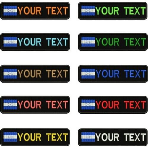 Honduras flag 10X2.5cm Embroidery Custom Name Text Patch Stripes badge Iron On Or Velcro Backing Patches For Clothes Hat