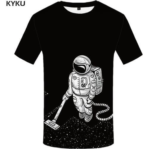 KYKU Alien T-shirt Men Galaxy Shirt Print Black Anime Clothes Harajuku Funny T shirts Gothic Tshirt Printed Mens Clothing