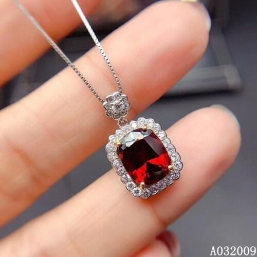 KJJEAXCMY fine jewelry 925 Sterling Silver inlaid natural garnet popular girl new Pendant Necklace support test