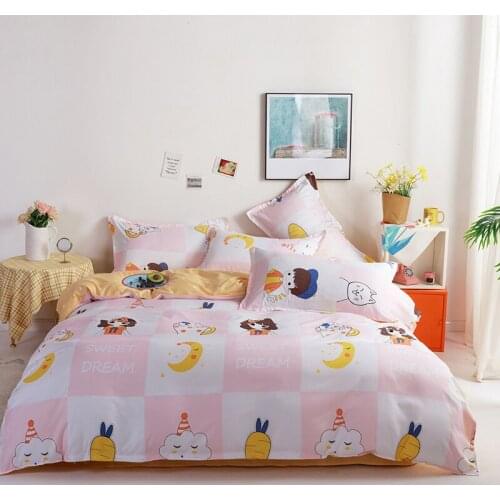 Pink Bedding Set, Duvet Cover Set With Pillowcase220x240,Yellow carrot pattern Quilt Cover210x210,King Size Blanket Cover ，2020