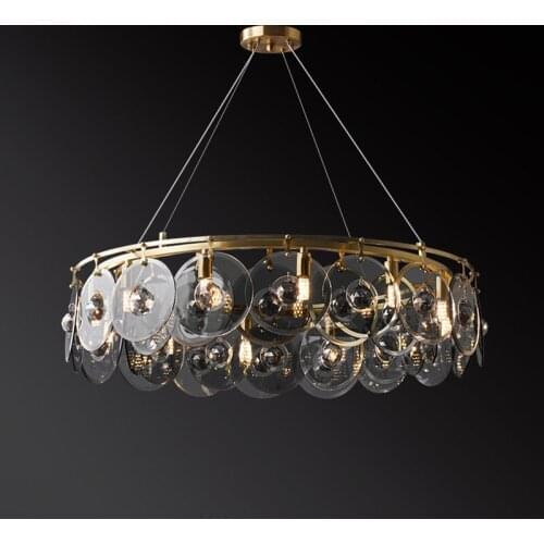 Round Chandelier Lighting Creative G9 Chandelier Living Room Villa Dining Room Bedroom Modern Luxury Glass Copper Hanging lamp