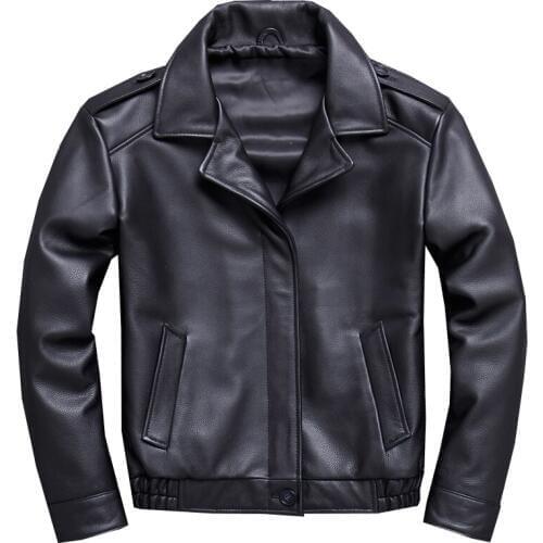 Mens Real Leather Jacket Motorcycle Biker Bomber Coat Men Genuine Leather Jackets Coats Male Black Basic Outerwear Oversize Tops