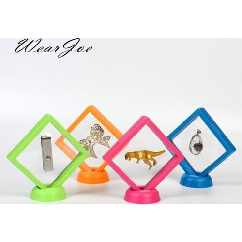 Wholesale 9x9cm Jewelry Membrane Box in Colors Suspension Ring Earrings Pendant Display Stand Holder Badge Gem Storage Rack Case