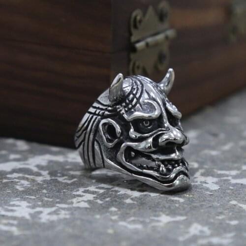 Gothic Skull Ghost Ring Mens Stainless Steel Punk Biker Rings Cool Devil Mask Ring Fashion Male Jewelry Party Birthday Gift