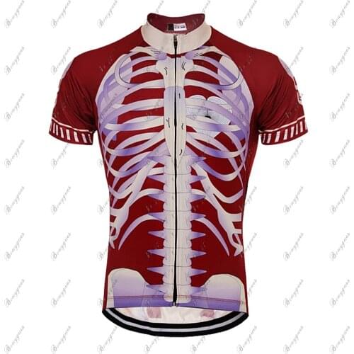 Retro Hombre Mangas Cortas Maillot De Ciclismo Red Cráneos Outdoor Sport Mountain Bike Quick-Drying And Breathable Cycing Jersey
