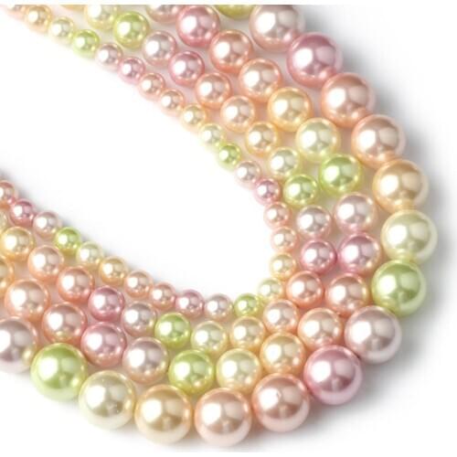 Natural Smooth Pink Yellow Freshwater Pearl Round Shape Loose Beads For Jewelry Making DIY Bracelet Necklace 6-12mm Strand 15