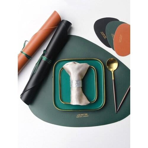Non-Slip Placemat Waterproof Placemat Table Mat Tableware Pad Leather Heat Insulation Soft Washable Bowl Coaster Kichen Tools