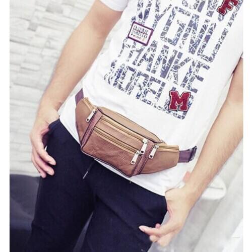 New Hot Style Men Purse Hip Pouch Travel Sports Waist Packs Leather Casual Fanny Pack Waist Belt Bag