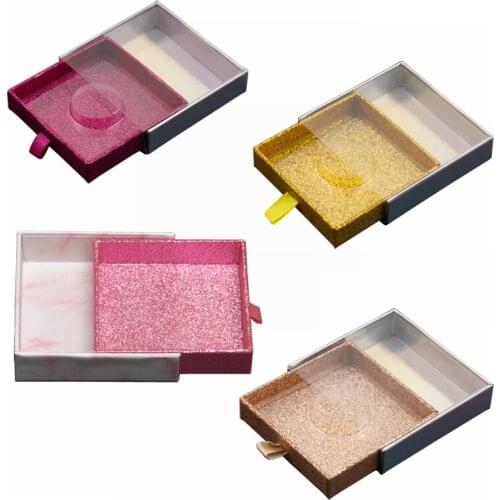Wholesale colorful print logo Square Drawer Case Empty Box Mink False Eyelash Packaging Logo Glitter Paper magnetic Box makeup