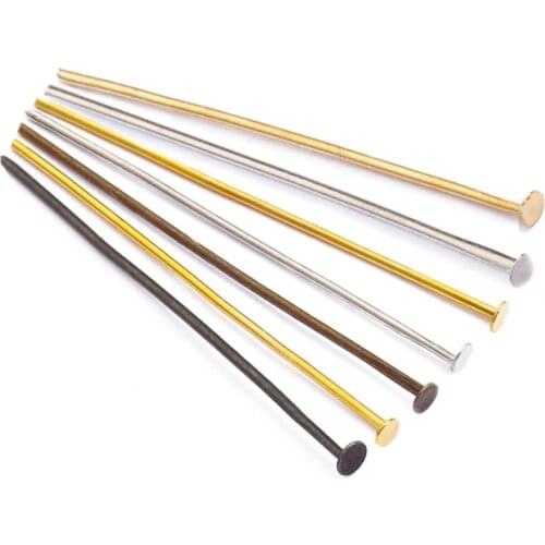 200Pcs/lot 16-50mm Metal Heads Pins Gold/Rhodium/Silver Color Eye Flat Headpins For DIY Jewelry Findings Making Accessories