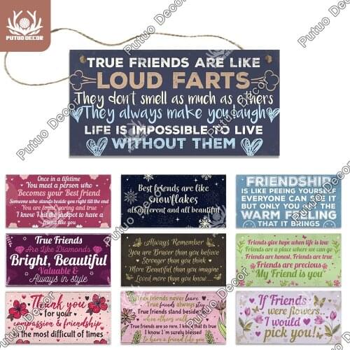 Putuo Decor Friendship Gift Wooden Signs Wood Wall Plaque Wooden Door Plaque for Living Room Bar Cafe Home Decor