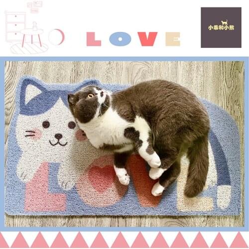 Cartoon cute cat dustproof PVC door mat cat litter wear resistant dirt resistant anti slip pedal mat waterproof