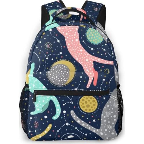 Backpack Women Shoulder Bag Cosmic Cats Astronauts In Helmets Floating In Space School Bag For Teenage Girl Backpacks Travel Bag