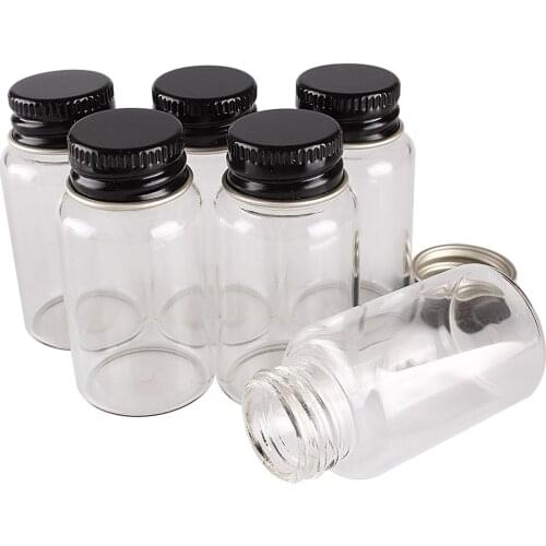 5pcs 15ml 27*50mm Glass Bottles Glass Jars with Black Aluminum Lids Potion bottles Glass Vials for Art Craft