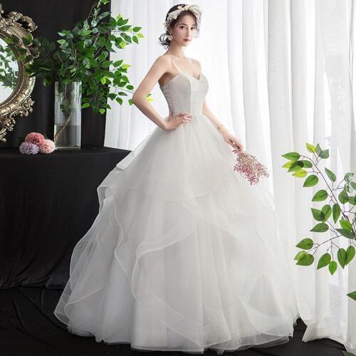 Sleeveless Wedding Dress Luxury Lace Wedding Ball Gown New Bride Married Tube Top V-neck Bridal Dresses Princess Dress