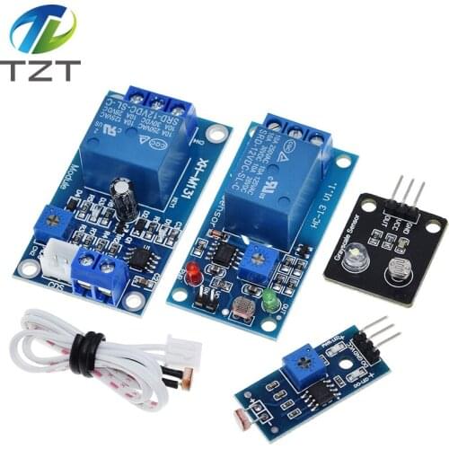 TZT 5V 12V Light Control Switch Photoresistor Relay Module Detection Sensor 10A brightness Automatic Control Module For Arduino
