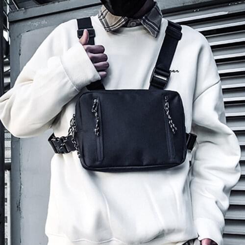 Streetwear Tactical Chest Rig Bags Unisex Graffiti Rectangle Chest Bag Trend Street Functional Vest Hip Hop Bag Male Fanny Pack