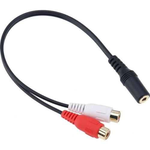 Universal 3.5mm Stereo Audio Female Jack to 2 RCA Female Socket to Headphone 3.5 Y Splitter Adapter Cable for DVD CD TV 50pcs