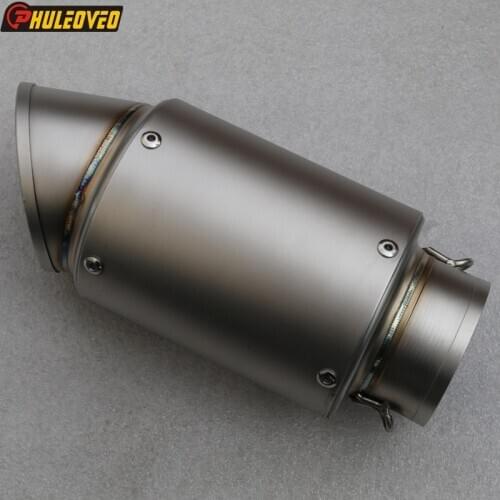 Titanium Alloy Inlet 51mm 54mm 57mm 61mm 63mm 65mm Carbon Fiber Motorcycle Exhaust Muffler Escape Demper Leakage with DB Killer