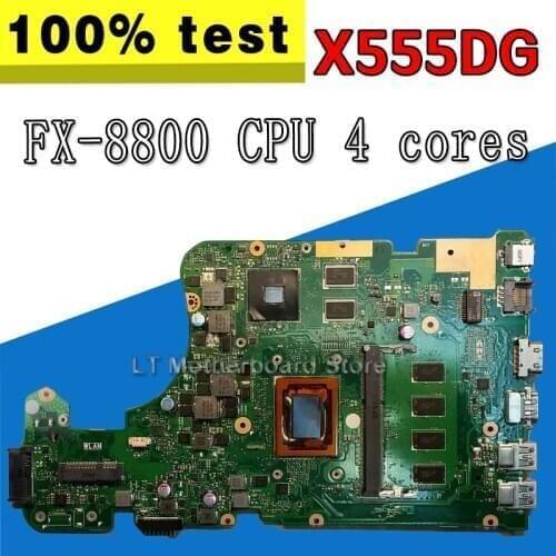 X555DG Laptop Motherboard For Asus X555Y X555YI X555D X555DG Mainboard test 100% OK FX-8800 CPU 4 cores 2.1-3.4 GHZ 4GB RAM