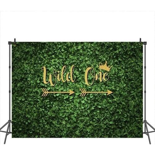 Mocsicka Wild One Photography Background Spring Leaf Birthday Party Backdrops Baby Shower Decoration Banner for Photo Studio