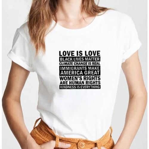 Love Is Love T Shirt Women 2020 Tops Summer Short Sleeve O-neck Cotton Tshirt Women Loose Camiseta Mujer Casual Tee Shirt Femme