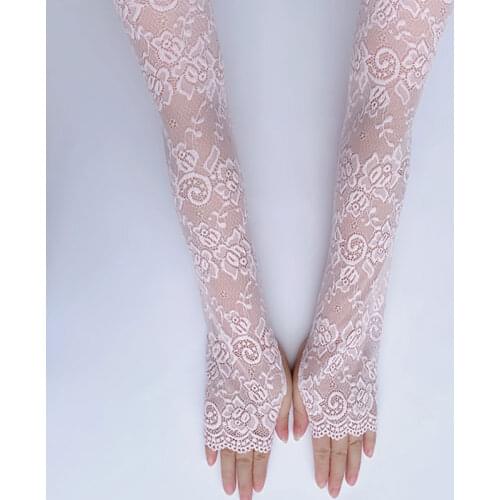 Elastic Arm Sleeve Women Driving Gloves Arm Sleeve Sunscreen Long Fingerless Lace DIY Mittens Covered Sexy Gloves Sun Protection