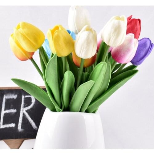 10pcs Artificial Flowers Tulips Real Touch Flower PU Tulp Bouquet Decor Mariage For Home Party Wedding Decorations Fake Flower