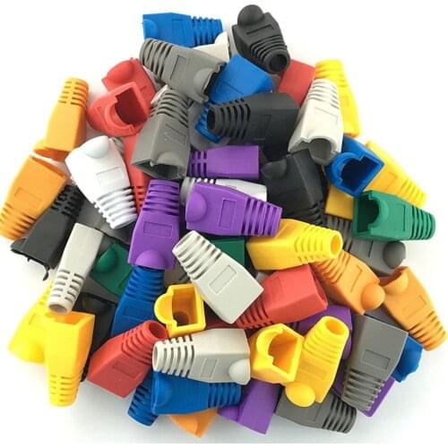 100 Pcs Mixed Color CAT5E CAT6 RJ45 Ethernet Network Cable Strain Relief Boots Cable Connector Plug Cover