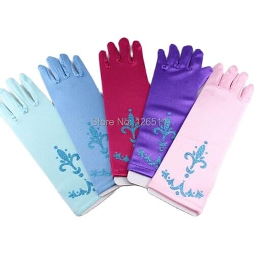 12 pair /lot Girls printing Gloves for Evening Children Girls Cosplay Gloves Kids Accessories