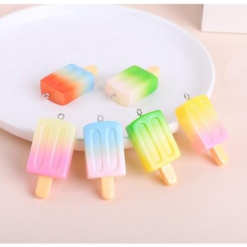 19*44mm Colorful Resin Ice Cream Pendant Charms Ornament Accessories 40pcs DIY Jewelry Necklace Earring Floating Pendants