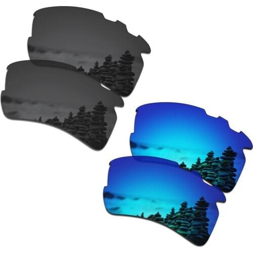 SmartVLT 2 Pairs Polarized Sunglasses Replacement Lenses for Oakley Flak 2.0 XL Vented Stealth Black and Ice Blue
