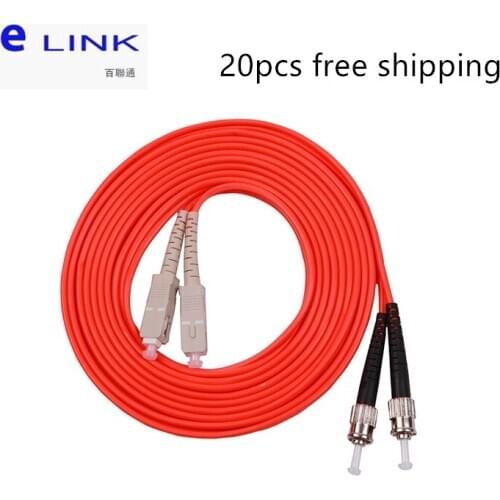 20pcs SC UPC TO ST UPC fiber optic patchcords duplex Multimode 3.0mm 62.5/125um cable optical fibre jumper free shipping ELINK
