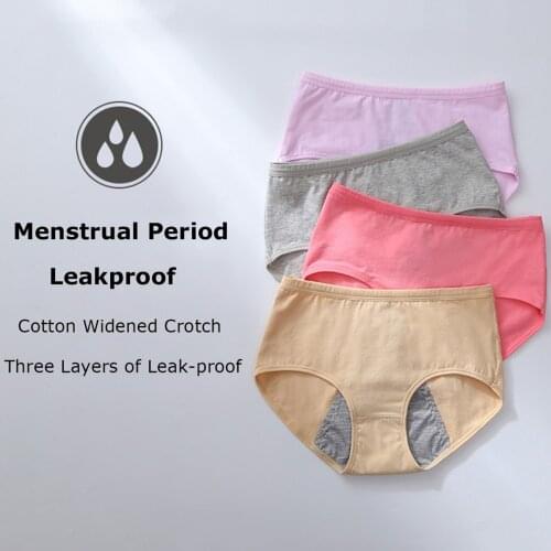 3pcs/Lot Lingeries Menstrual Period Panties Leakproof Widened 3 Layers Cotton Crotch Brief Solid Color Underwear Women Flexible