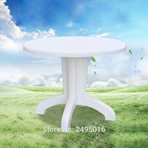 37" Round Beach table white color PP plastic Patio Dining Table Sun Garden Sea Side for Outdoor, Patio, Garden, Beach, Pool
