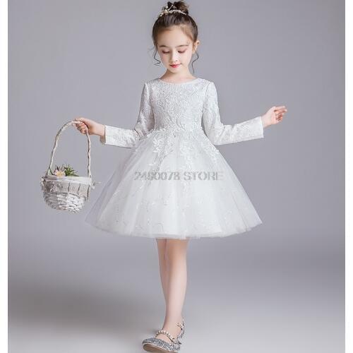 Girls white princess Wedding dress for 3-14 years girl party dress kids brand vestidos children Birthday party dress Garments