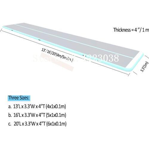 Free Shipping Home Airtrack 4x1x0.1m Factory Price Inflatable Tumble Track Mat for Cheerleading, Beach, Park and Water