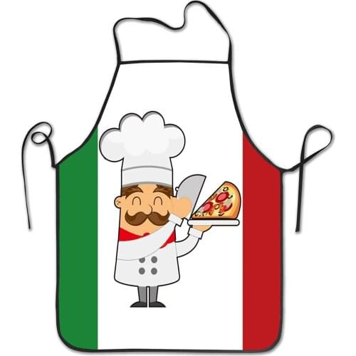 Italy Flag Cartoon Chef Pizza Apron Theme Cooking Chef Work Shop Women Men Adult Girl Kid Weavers Baking BBQ Grilling Kitchen