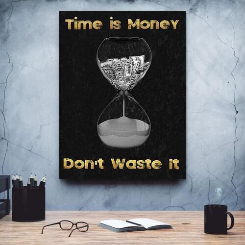 Canvas Art Picture Time Is Money Prints Wall Poster Modern Home Bedroom Decoration Brand New Nordic Modular Painting Frame