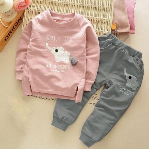 Kids Newborn Clothing Sets Baby Boys Girls Cartoon Elephant Cotton Winter Children Clothes T-Shirt+Pants Suit