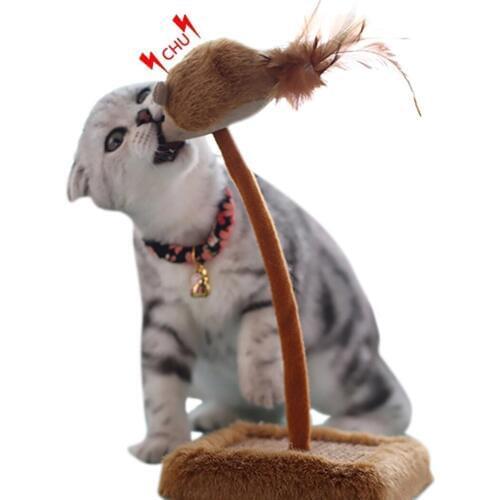 Cat Scratch Post Plush Spring Squeaky Cat Scratcher Post Pet Teaser 2019 New Arrive